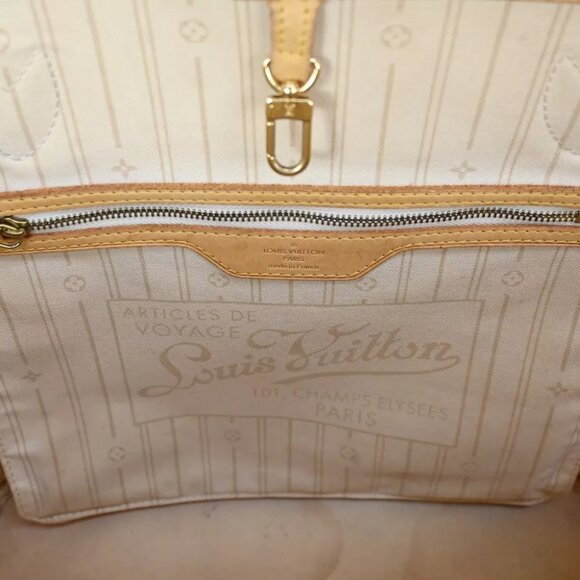 LOUIS VUITTON Neverfull MM Shoulder Tote Bag Damier Azur Leather - Picture 11 of 16